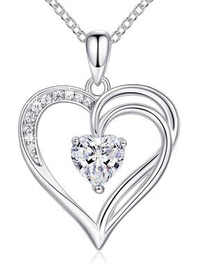 925 Sterling Silver Heart Birthstone Necklace for Women - Elegant Gift Idea